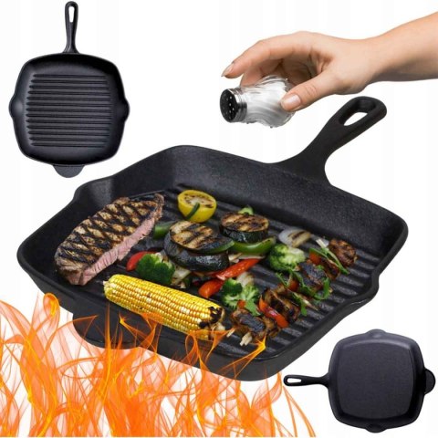 PATELNIA ŻELIWNA GRILLOWA HAGE 26 x 26cm INDUKCJA