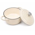 EMALIOWANY GARNEK ŻELIWNY 28cm 5,9L KREMOWY 7766