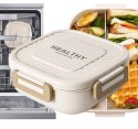 Lunchbox Śniadaniówka Pojemnik Z Przegródkami Sztućce Beżowy 1,3L 07327_BE