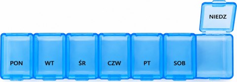 PAKO Organizer Pojemnik Na Leki 7 Dni Niebieski 15x3x2cm