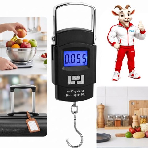 PAKO Waga Bagażowa Turystyczna Podróżna Hakowa LCD 5g - 50kg + Baterie