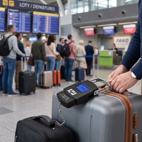 PAKO Waga Bagażowa Turystyczna Podróżna Hakowa LCD 5g - 50kg + Baterie