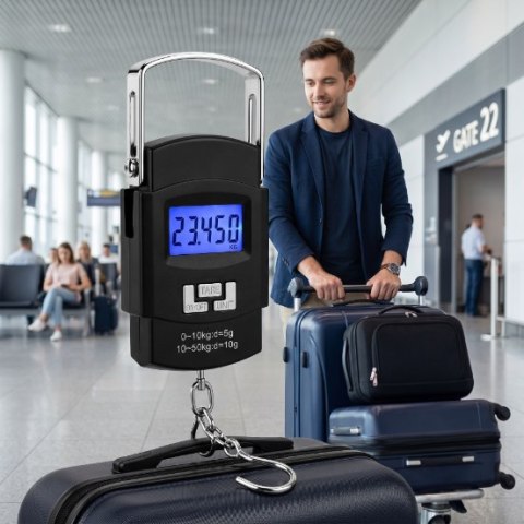 PAKO Waga Bagażowa Turystyczna Podróżna Hakowa LCD 5g - 50kg + Baterie