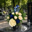 Bukiet flakon stroik na cmentarz kompozycja kwiatowa sztuczne kwiaty
