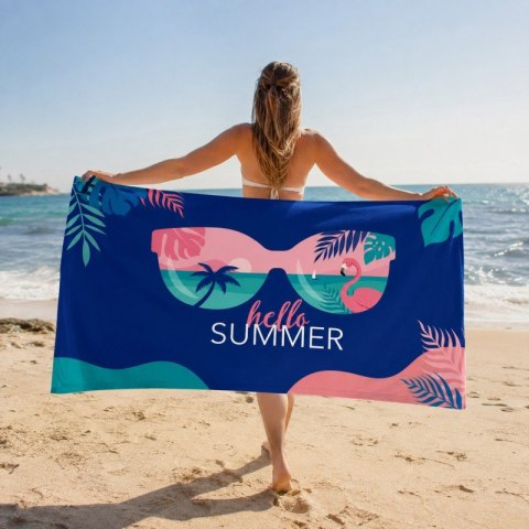 Ręcznik plażowy, na basen niebieski HELLO SUMMER 150x70 REC54WZ9