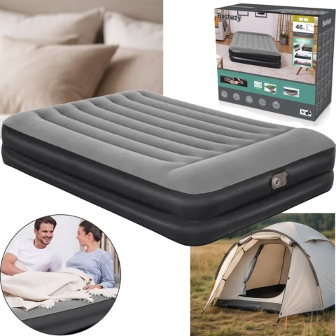 Materac Dmuchany Z Wbudowaną Pompką 203x152x46cm BESTWAY 67403