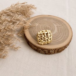 Pierścionek stal szlachetna platerowana 14k złotem, regulowany duży, PLECIONY PST1059