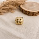 Pierścionek stal szlachetna platerowana 14k złotem, regulowany duży, PLECIONY PST1059