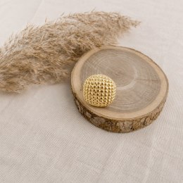 Pierścionek stal szlachetna platerowana 14k złotem, regulowany duży, małe KULKI PST1058