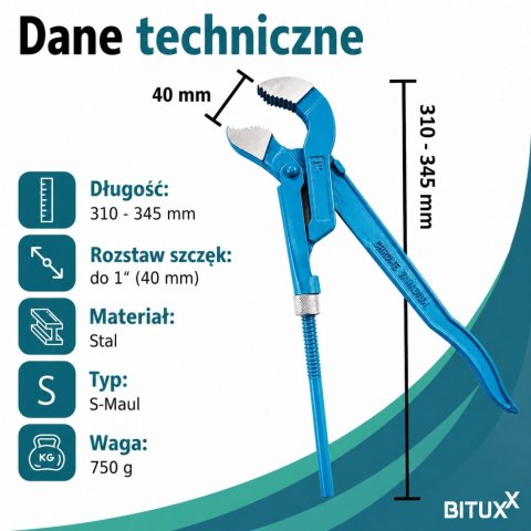 ZESTAW KLUCZY HYDRAULICZNYCH BITUXX DO RUR KLUCZE NASTAWNE ŻABY 3SZT