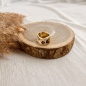 Pierścionek stal szlachetna platerowana 14k złotem, regulowany, TIGER STONE PST1049