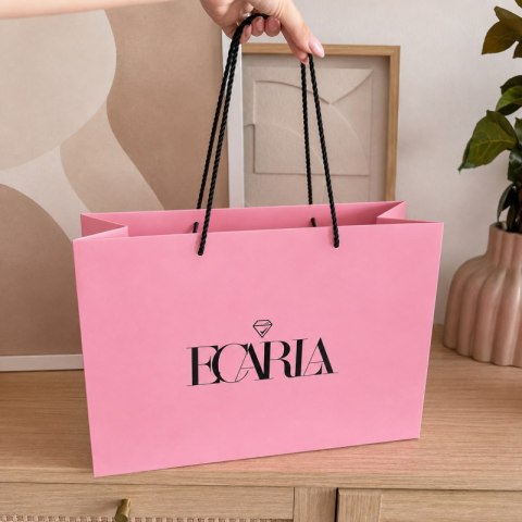 Torba ozdobna prezentowa duża 40x15x29cm, powlekana matowa, różowa z logo GF05