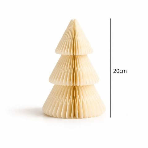 Papierowa dekoracja choinka Bożonarodzeniowa składana, kremowa 20cm WOZ69