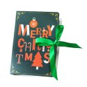 Pudełko PREZENTOWE ozdobne zielone, MERRY CHRISTMAS z kokardą 13x9x4,5 cm OPO34