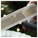 Taśma świąteczna na kokardę, wstążka na prezent Bożonarodzeniowa Beżowa 5cm x 2m KSN129