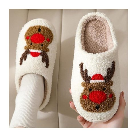 Ciepłe kapcie świąteczne boże narodzenie antypoślizgowe PAN02R37, rozmiar 37