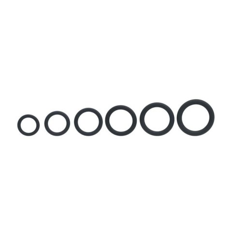 Classic Silicone Cockring Set of 6 - Black