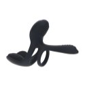 Triple Motor Vibrating Silicone Cockring - Black