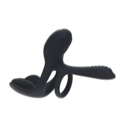 Triple Motor Vibrating Silicone Cockring - Black