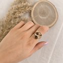 Pierścionek stal szlachetna platerowana 14k złotem, regulowany, TIGER STONE PST1046