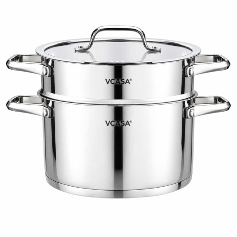 GARNEK STALOWY NA PARĘ 20cm 3 ELEMENTOWY VCASA VC-90117 AMARA