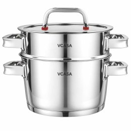 GARNEK STALOWY NA PARĘ 24cm 3 ELEMENTOWY VCASA VC-90107 SIERRA