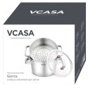 GARNEK STALOWY NA PARĘ 24cm 3 ELEMENTOWY VCASA VC-90107 SIERRA