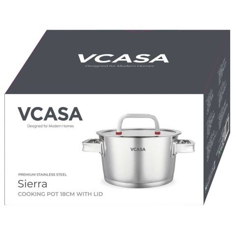 GARNEK STALOWY Z POKRYWĄ 18cm 2.2L VCASA VC-90103 SIERRA