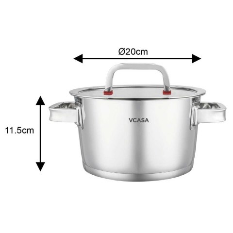 GARNEK STALOWY Z POKRYWĄ 20cm 3.2L VCASA VC-90104 SIERRA