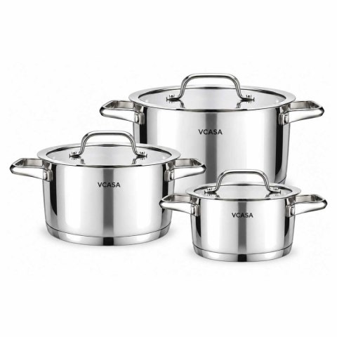 ZESTAW GARNKÓW STALOWYCH 16/20/24cm 6 ELEMENTÓW VCASA VC-90118 AMARA