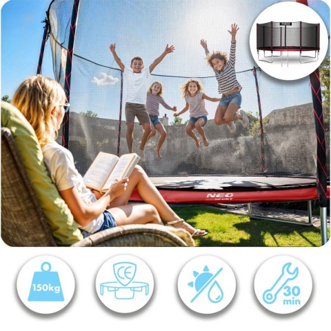 Trampolina ogrodowa 12ft/374cm z siatką zewnętrzną i drabinką Neo-Sport