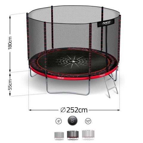 Trampolina ogrodowa 8ft/252cm z siatką zewnętrzną i drabinką Neo-Sport