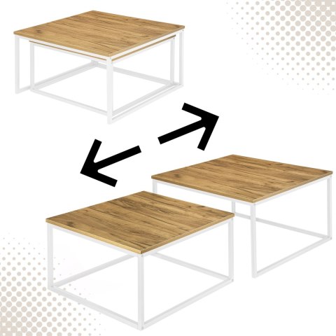 Zestaw 2 stolików skandynawskich VELEN BIAŁY CRAFT 2w1