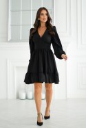 322-06 Krótka Sukienka Z Bufkami - czarny