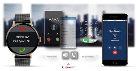 Smartwatch Damski GIEWONT Różowe Złoto Czarny GW330-4