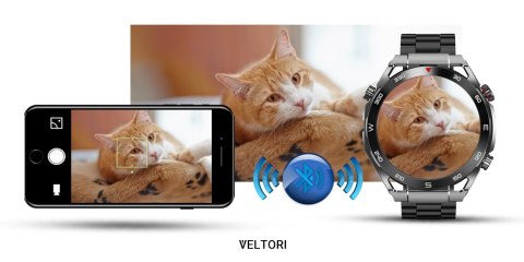 Smartwatch VELTORI VT100-1 + Czarny Pasek Silikonowy + Czarny Eko Skóra