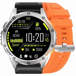 Smartwatch Męski GRAVITY GPS GT24-4 Czarny Pasek Silikonowy + Pomarańczowy Pasek Silikonowy