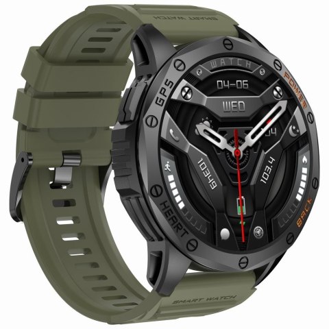 Smartwatch Męski GRAVITY GPS GT24-5 Czarny Pasek Silikonowy + Zielony Pasek Silikonowy
