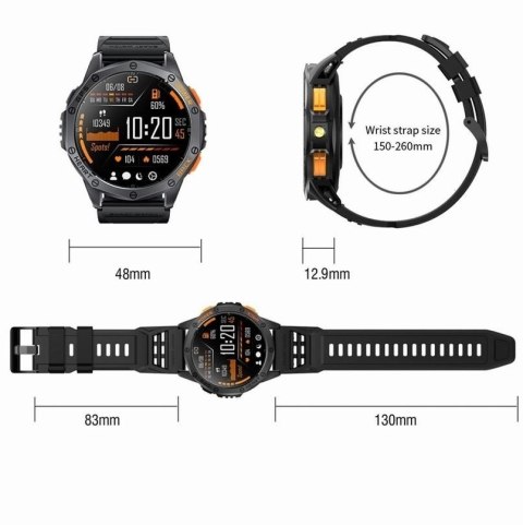 Smartwatch Męski GRAVITY GPS GT24-5 Czarny Pasek Silikonowy + Zielony Pasek Silikonowy