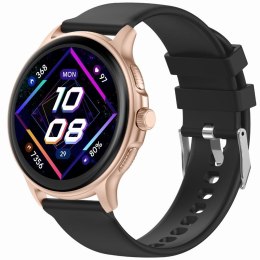 Smartwatch Damski GRAVITY GT12-4 Czarny Pasek Silikonowy + Bransoleta Różowe Złoto