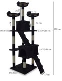 Drapak/Drzewko dla kota Czarny 170cm Domek z Legowiskiem i słupkami z sizalu