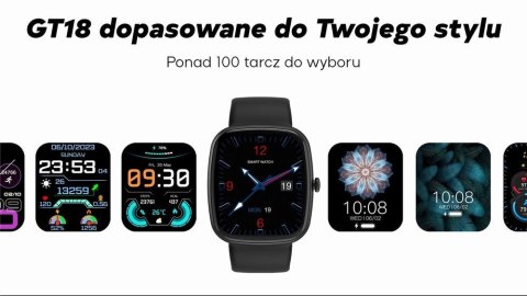 Smartwatch Damski GRAVITY GT18-5 Czarny Pasek Silikonowy + Szary Pasek