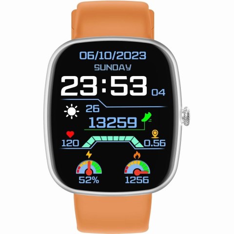 Smartwatch Męski GRAVITY GT18-4 Pomarańczowy Pasek Silikonowy + Czarny Pasek