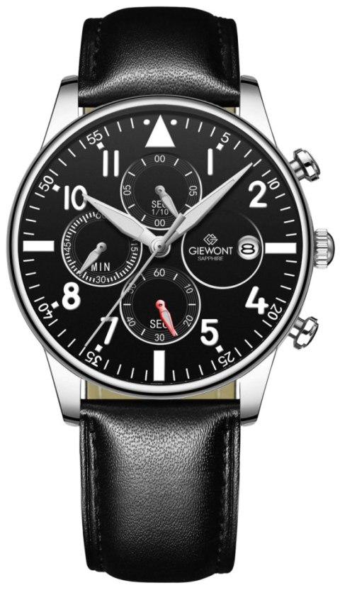 Zegarek Męski Giewont Chronograph Sapphire Czarno Srebrny GW5630-A2