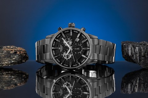 Zegarek Męski Giewont Chronograph Sapphire Czarny GW4580-B1
