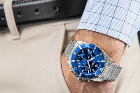 Zegarek Męski Giewont Chronograph Sapphire Srebrno Niebieski GW3970-B3