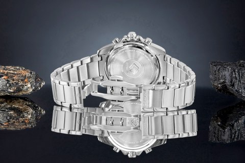 Zegarek Męski Giewont Chronograph Sapphire Srebrno Niebieski GW3970-B3