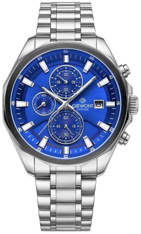 Zegarek Męski Giewont Chronograph Sapphire Srebrno Niebieski GW7290-B3