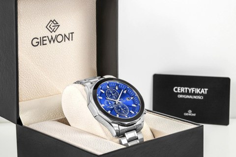 Zegarek Męski Giewont Chronograph Sapphire Srebrno Niebieski GW7290-B3
