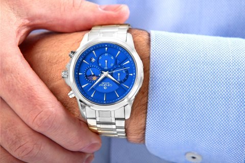 Zegarek Męski Giewont Chronograph Sapphire Srebrno Niebieski GW9460-B3